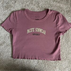 Pacific Sunwear Sport Baby Tee Pink Purple Fitted Cropped